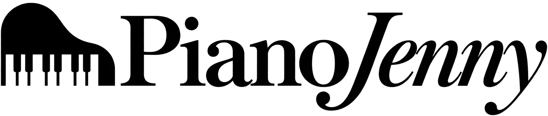 PianoJenny — piano emblem and wordmark