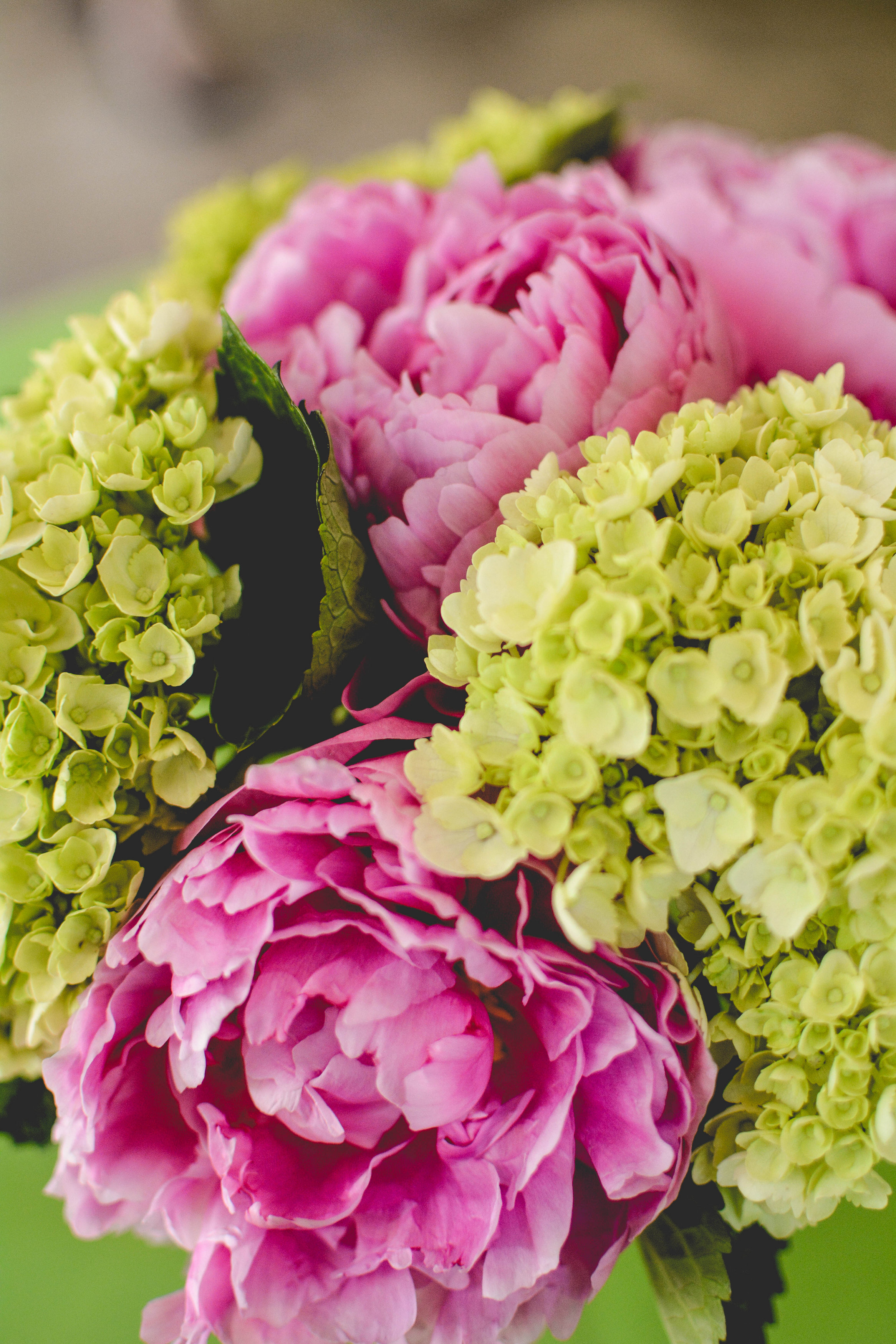 Atlanta wedding pink and green flower centerpiece