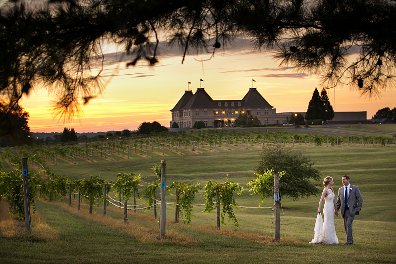 Outdoor picturesBride and groom after wedding ceremony at Chateau Elan Winery and Resort