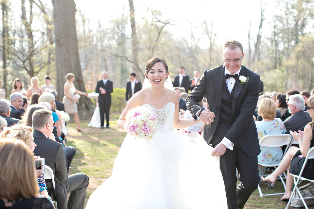 Atlanta wedding musician Jennifer Blaske playing Signed Sealed Delivered by Stevie Wonder during bride and groom recessional at Callanwolde photo by Paperlily Photography and wedding planner Pretty Swell Parties at callanwolde gardens