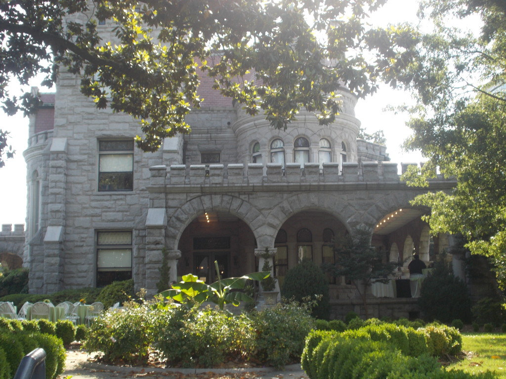 The stone facade and entrance of Rhodes Hall in Atlanta