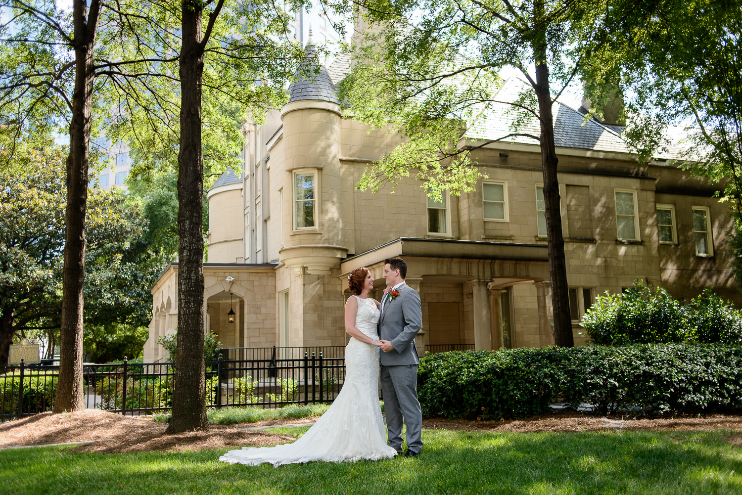 The newlyweds outside the Wimbish House in Atlanta