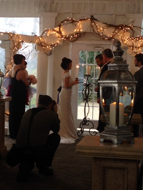Flint Hill Wedding in historic Norross near Atlanta with lace wedding gown with sash