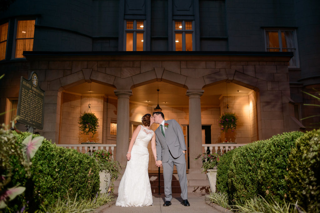 Bride and groom outside Wimbish House in Atlanta