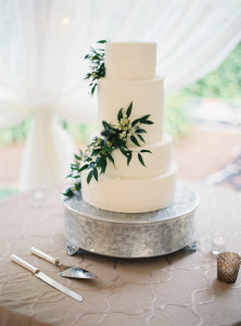 Eileen Carter creations wedding cake with ferns and greenery