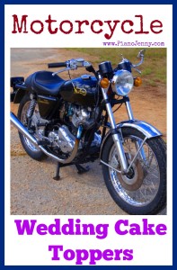Bride and Groom Motorcycle wedding cake toppers