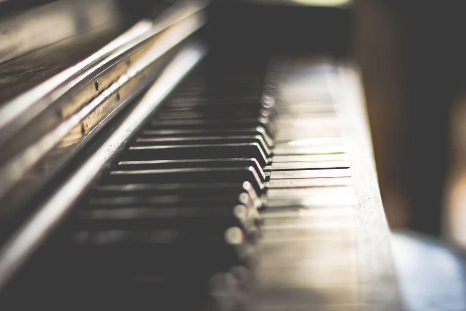 Piano keys in soft natural light
