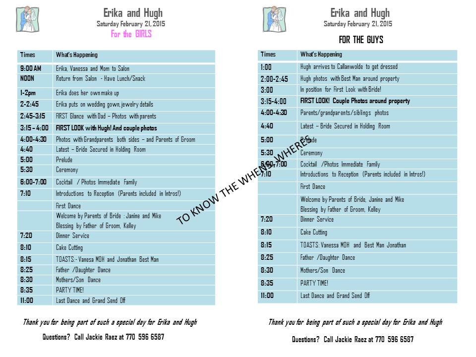 Bridal Party Itinerary for Smooth Tie the Knots in Atlanta