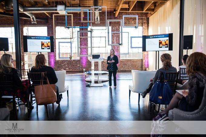 Jenny Munn giving presentation about SEO tactics to wedding professionals in Atlanta