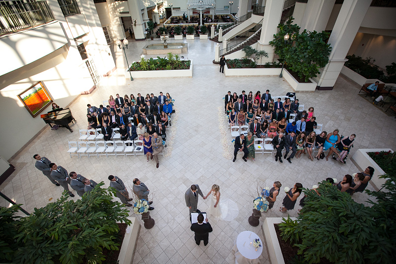 An overhead view of a wedding ceremony at Chateau Elan