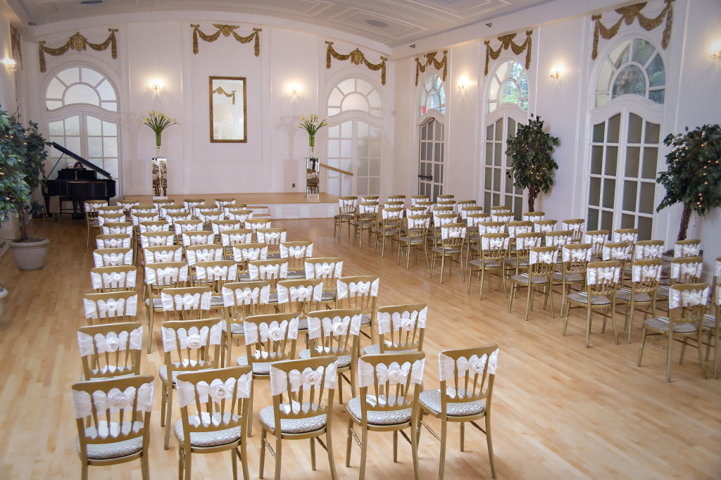 The piano and ceremony room inside the Wimbish House