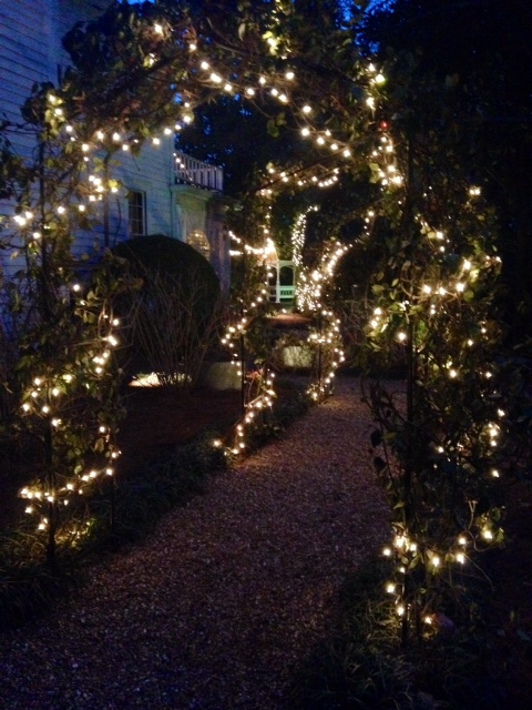 Outdoor Wedding at Flint Hill in historic Norcross near Atlanta with outdoor lighting