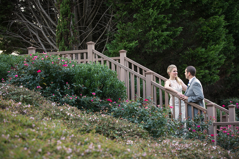 Lauren and David together in the gardens at Chateau Elan