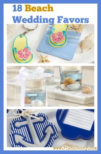 Beach Wedding Favors of flip-flops, starish, and nautical symbols