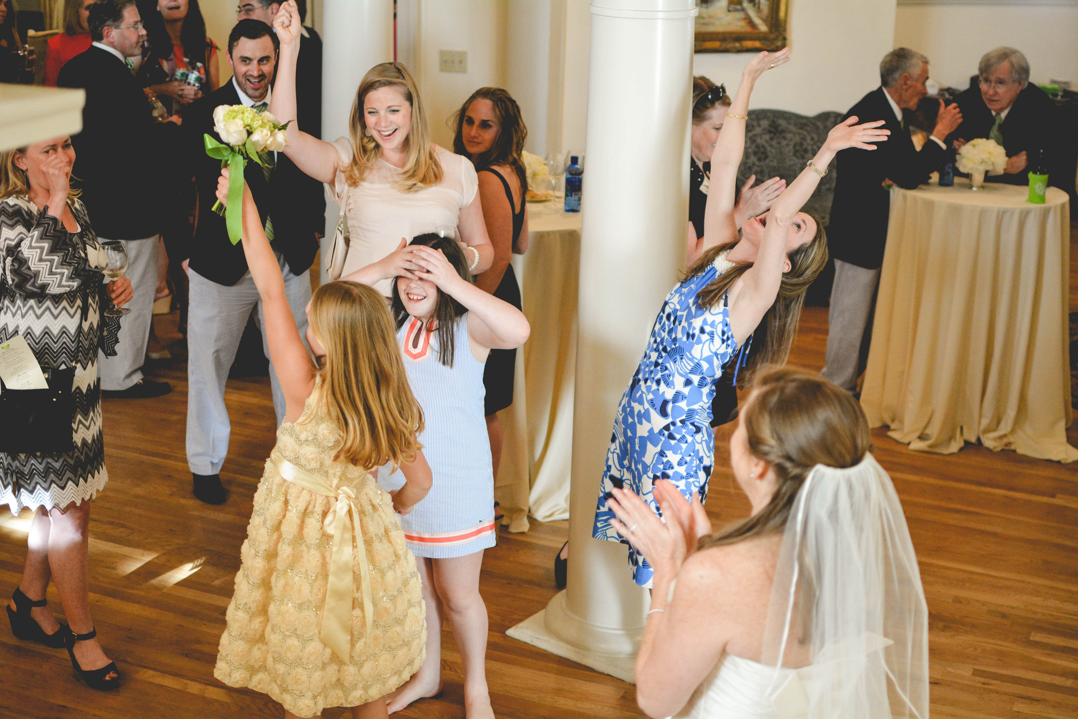 Wimbish House Wedding Atlanta catching bouquet