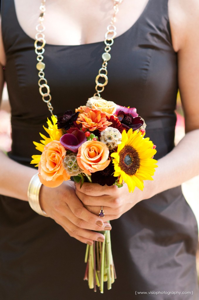 Bridesmaid fall bouquet for outdoor Alpharetta wedding