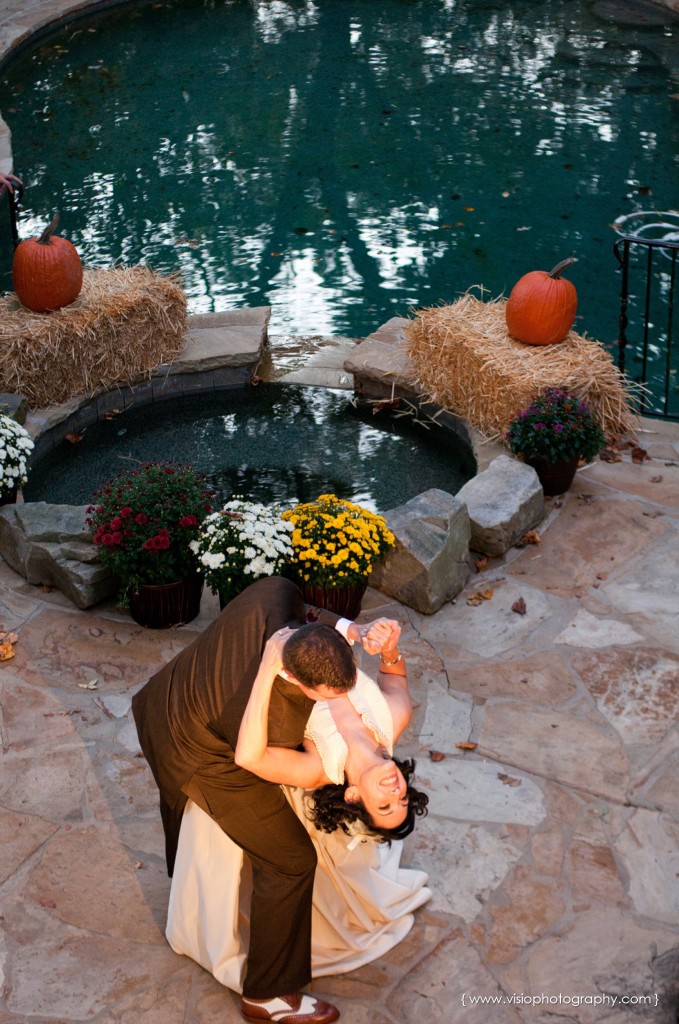 Outdoor wedding by pool in Alpharetta