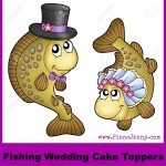 Bride and Groom fishing cake toppers